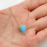 Load image into Gallery viewer, 14k Solid Gold Diamond and Turquoise Heart Necklace. CN96244TQ
