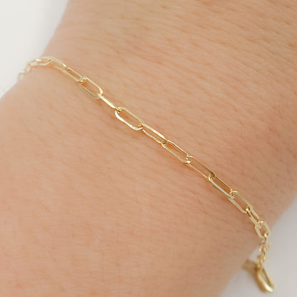 14K Solid Gold Paperclip Bracelet