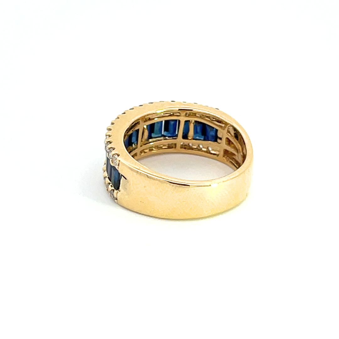 14k Solid Gold Blue Sapphire and Diamond Eternity Band Ring. RFO17259BS