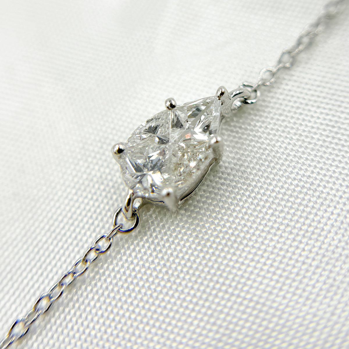 NFG71520. 14K Solid Gold Diamond Drop Shape Necklace