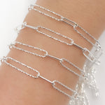 Load image into Gallery viewer, V3SS. Sterling Silver Hammered and Smooth Paperclip Chain