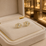 Load image into Gallery viewer, EFC52002WS. 14k Solid Yellow Gold Diamond Eye earrings