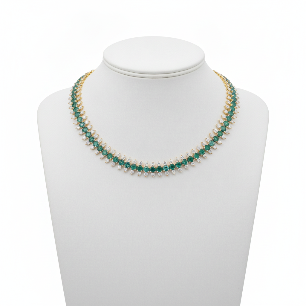NFP72500. 14K Solid Gold Diamond and Gemstone Fancy Necklace