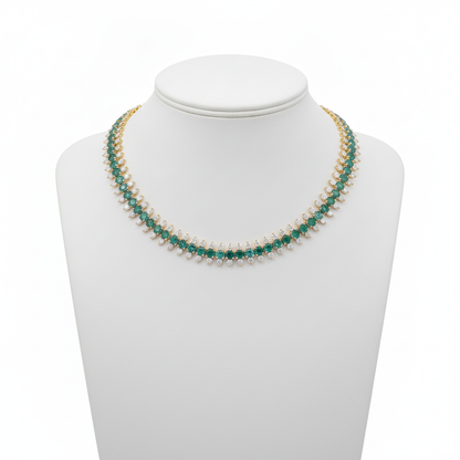 NFP72500. 14K Solid Gold Diamond and Gemstone Fancy Necklace