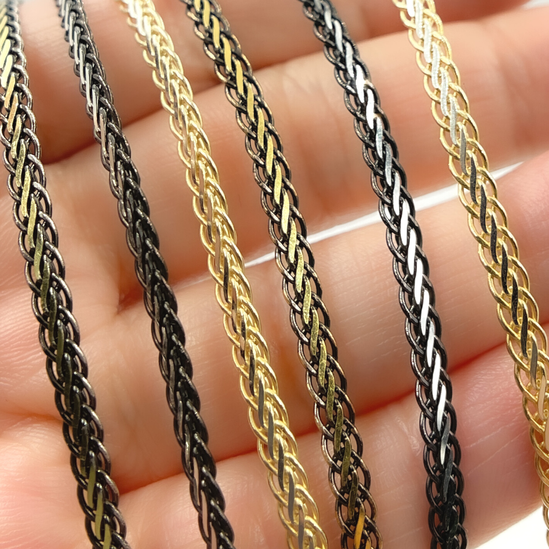 925 Sterling Silver & Gold Plated Flat Wheat Necklace. 0502213SGNecklace