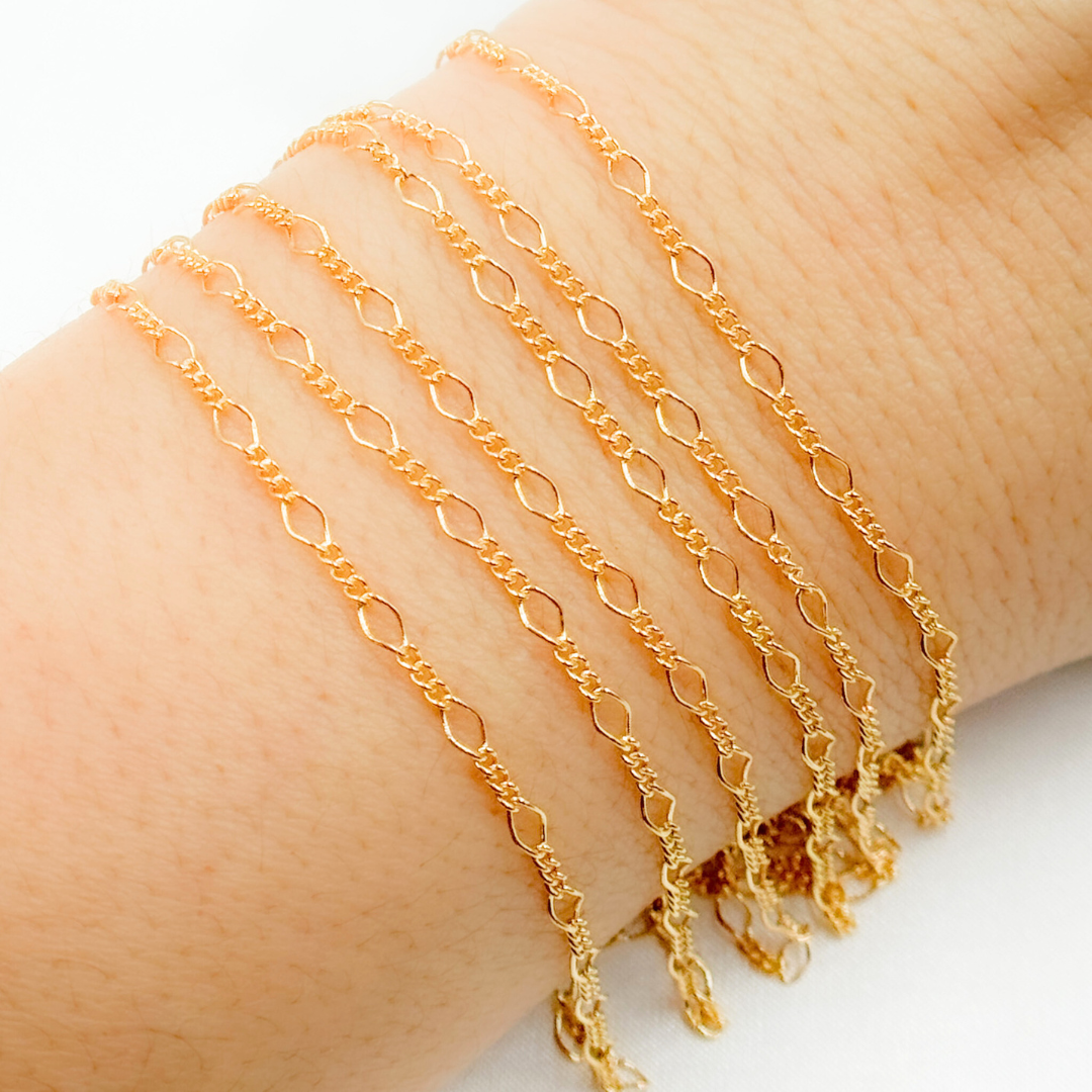 V236GF. 14k Gold Filled Long and Short Link Chain