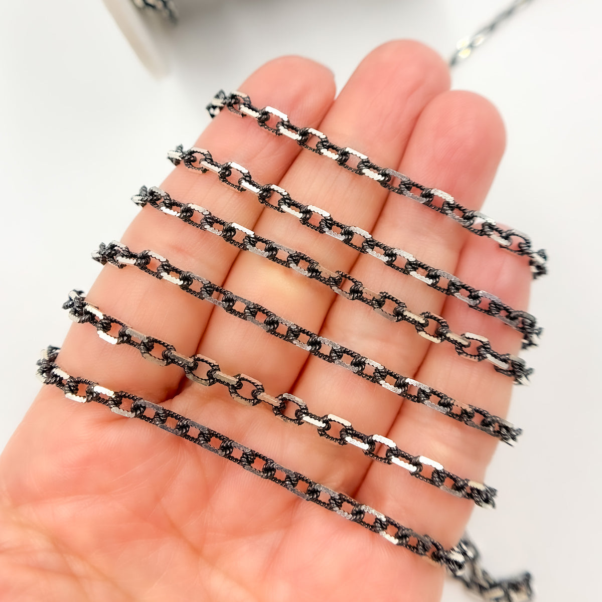 Shop Now Black Rhodium Sterling Silver Diamond Cut Box Chain