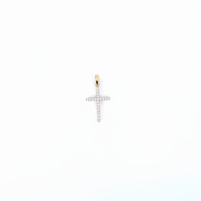 PN115432Y14DI1. 14K Solid Gold Cross Diamond Charm