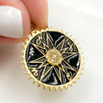 Load image into Gallery viewer, DP600A. Diamond Sterling Silver Round Compass Enamel Pendant
