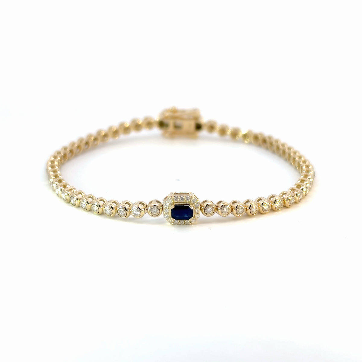 BR402520. 14K Gold Natural Gemstone & Diamond Bracelet