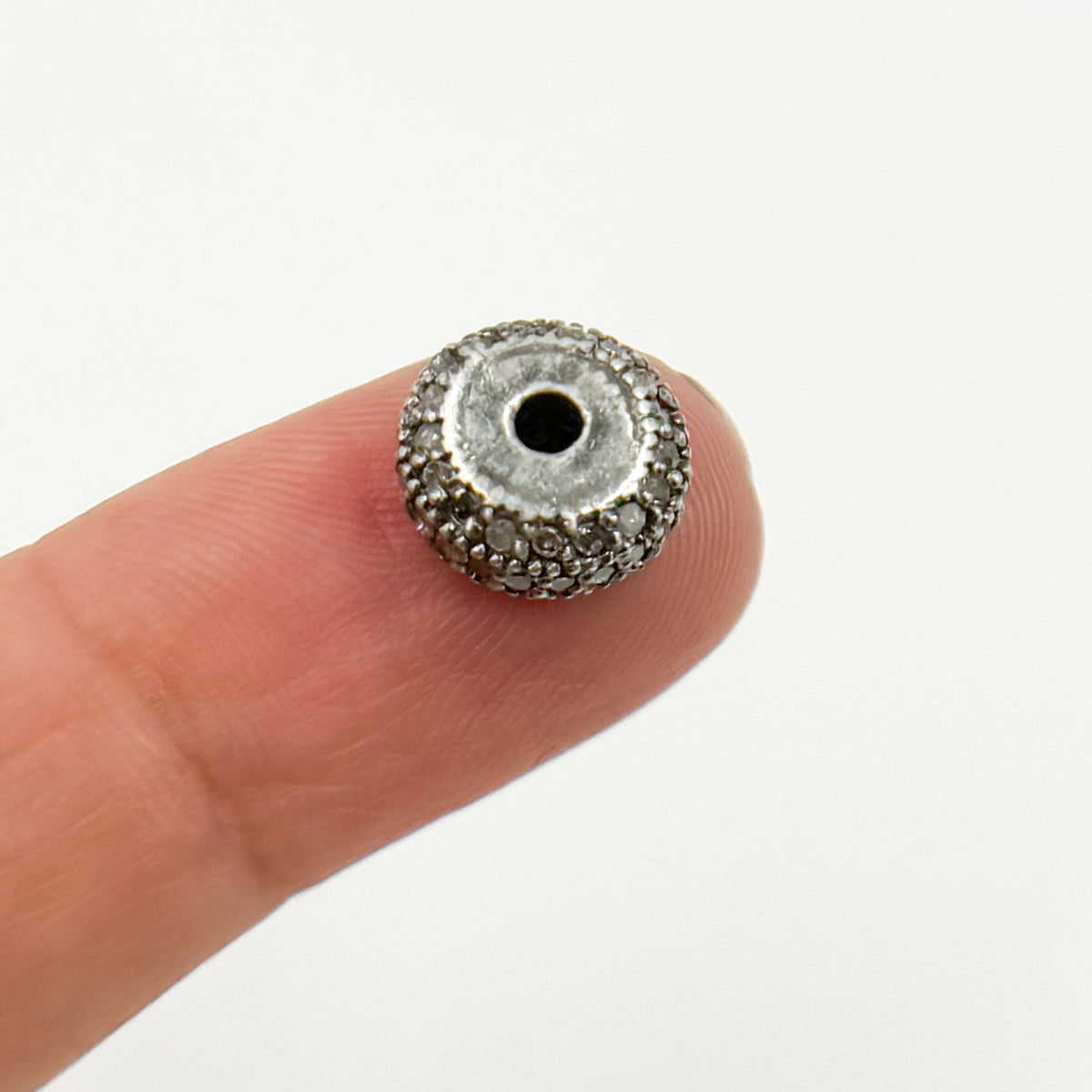 DC833. Diamond Sterling Silver Round Bead