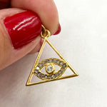 Load image into Gallery viewer, DC037. Diamond Sterling Silver Triangle Eye Pendant with Gemstone
