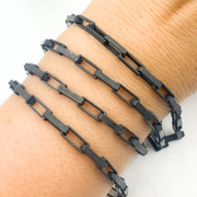 X31BRM. Black Rhodium Matt Sterling Silver Box Link Chain