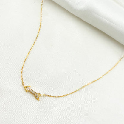 NFA71417. 14K Solid Gold Diamond Arrow Necklace