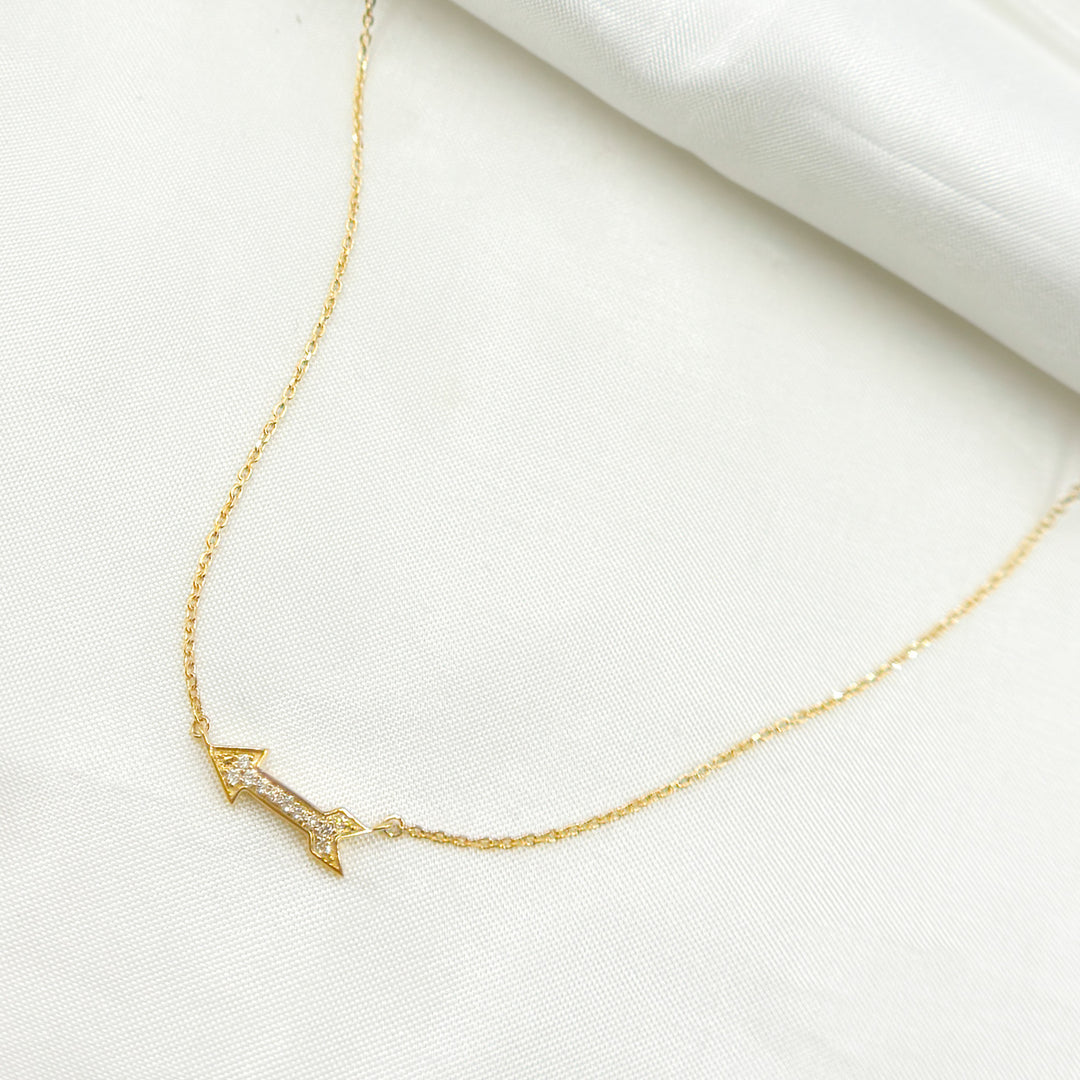 14K Solid Gold Diamond Arrow Necklace. NFA71417