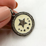 Load image into Gallery viewer, DP506A. Diamond Sterling Silver Star Round Enamel Pendant
