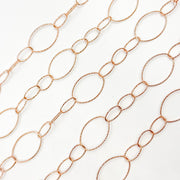 Rose Gold Plated Silver Diamond Cut Long and Short Link Chain