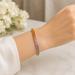 Load image into Gallery viewer, CB97290. 14K Solid Yellow Gold Bangle with Multi Sapphire Baguette Stones
