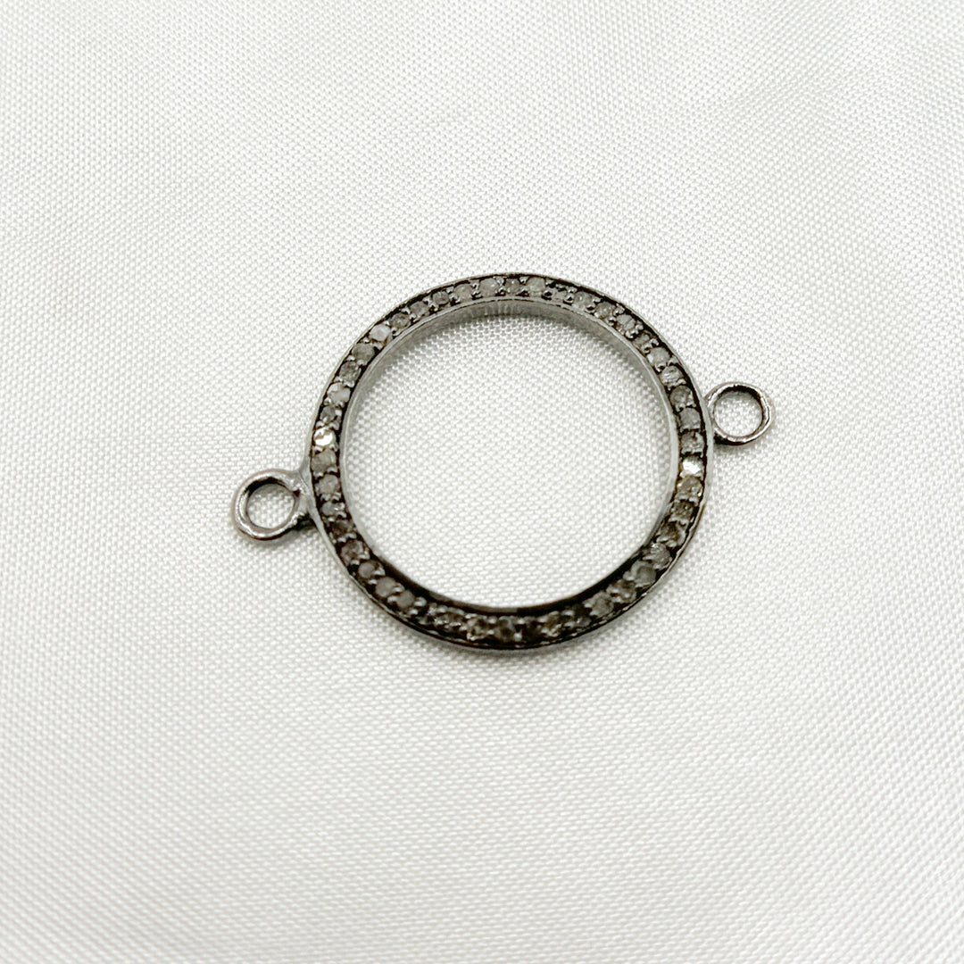 DC884. Diamond & Sterling Silver Round Connector