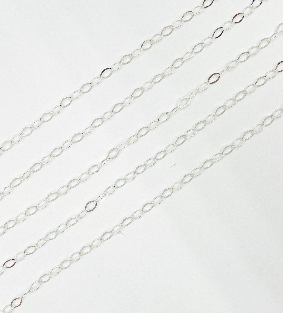 925 Sterling Silver Flat Cable Link Chain. 1091FSS