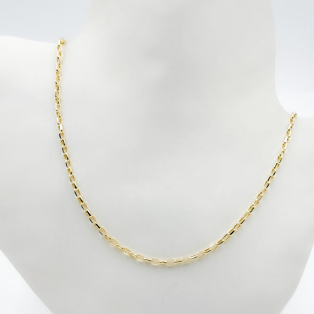 100HVR5614000. 14K Solid Yellow Gold Diamond-Cut Oval Rolo Hollow Chain Necklace