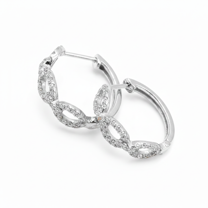 EHF57038. 14K Solid Gold Diamond Chain Hoops