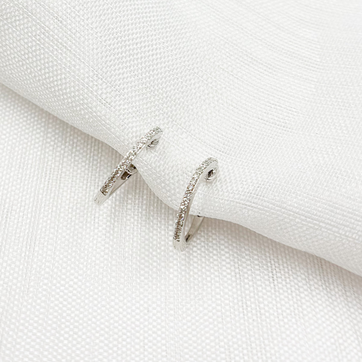 14K Solid Gold Diamond Huggies