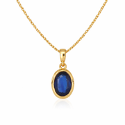 CMZ00364BS. 14K Solid Gold Oval-Shaped Blue Sapphire Charm