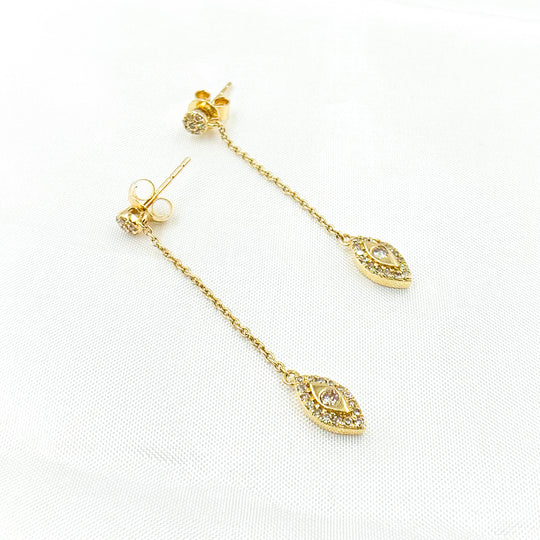 Diamond Eye Dangle Stud Earrings