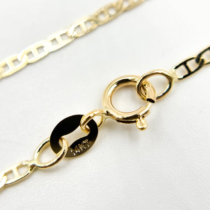 14k Solid Gold Flat Marina Link Chain