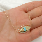 Load image into Gallery viewer, 14K Solid Gold Diamond and Gemstone Eye Necklace. CN96319
