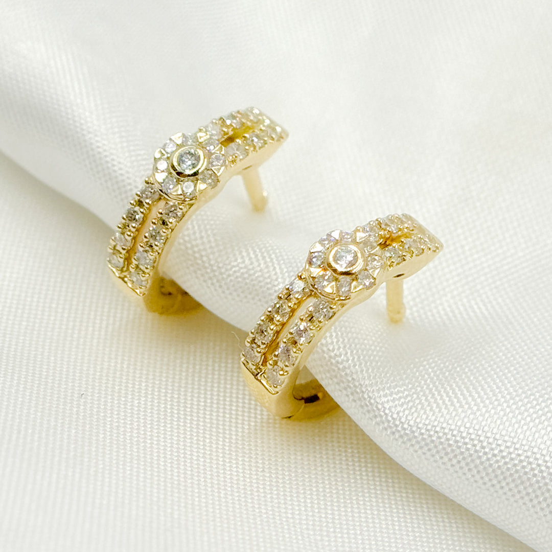 14K Solid Gold Baguette Diamond Huggies. HP400798