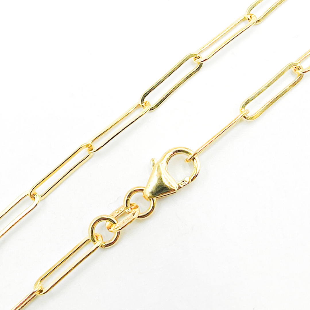 172BB. 14K Solid Gold Flat Paperclip Chain