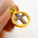 Load image into Gallery viewer, DC328. Diamond Sterling Silver Round Cross Charm
