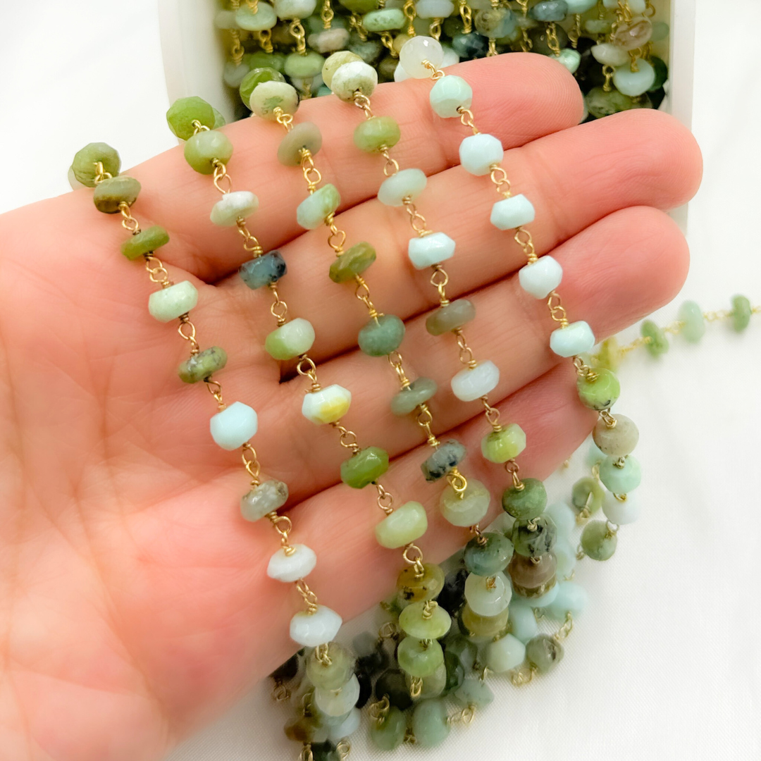 PO12. Peruvian Opal Gold Plated Wire Chain