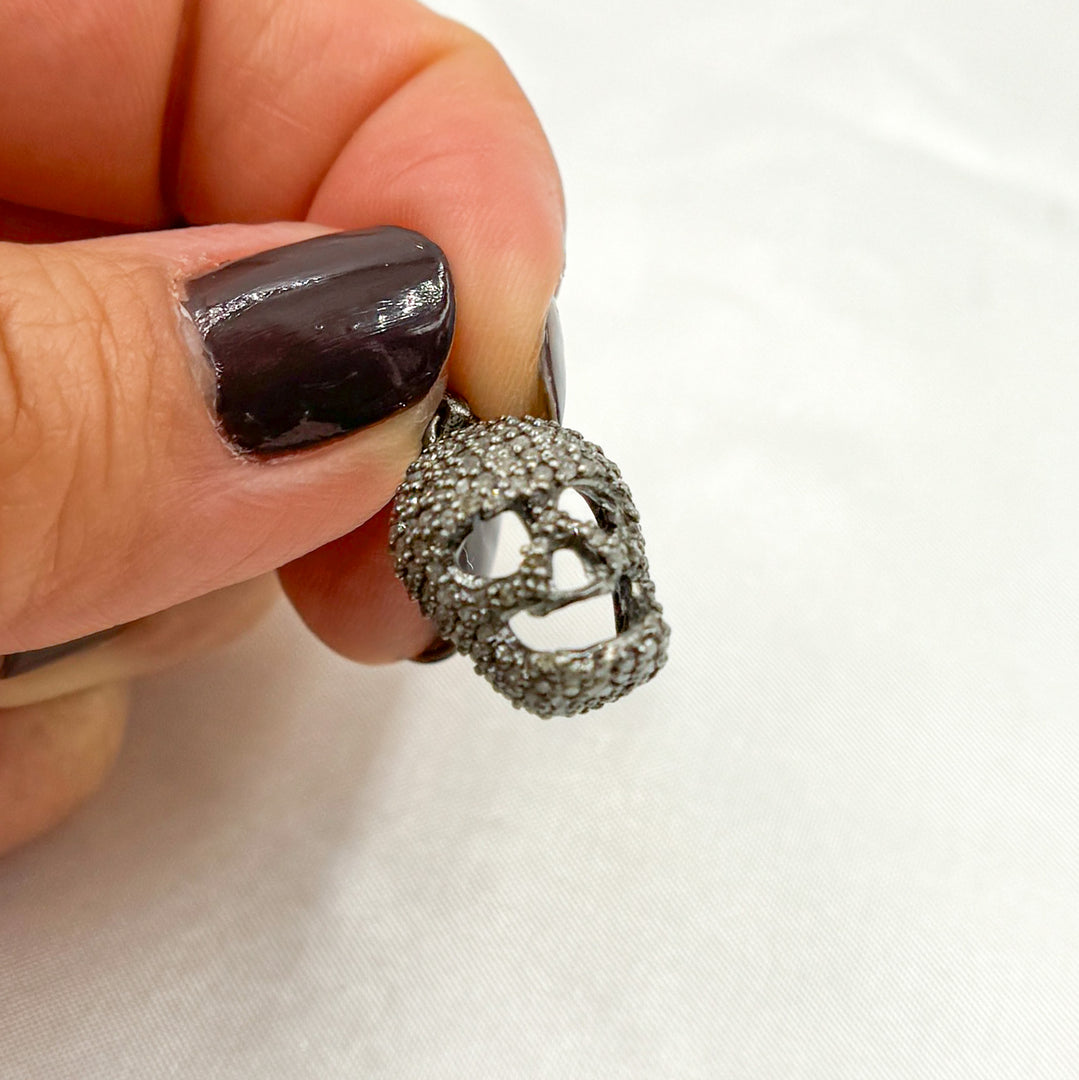 DP011. Diamond Sterling Silver Skull Charm