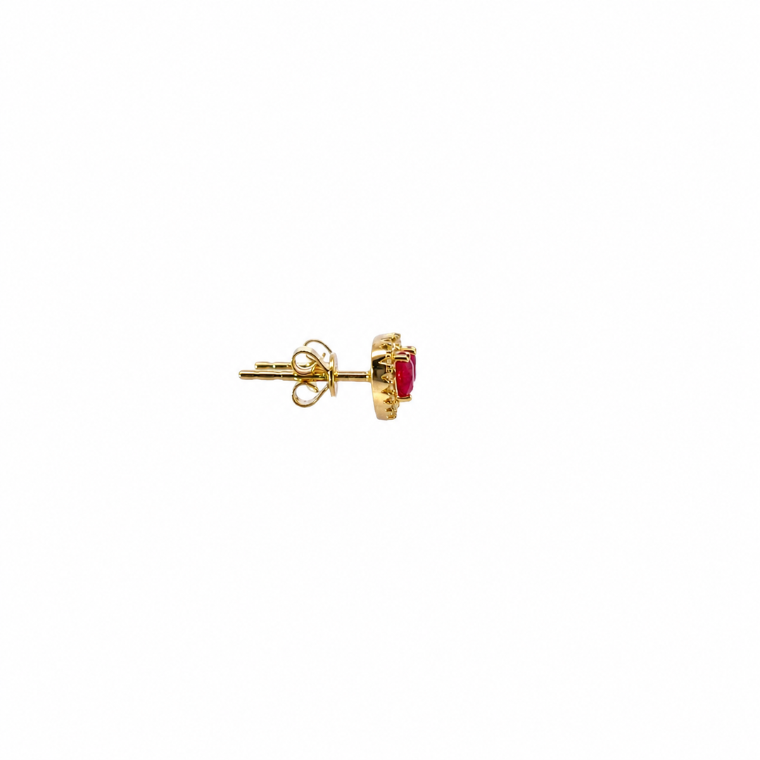 ER113658. 14k Solid Gold Diamond and Ruby Heart Stud Earrings