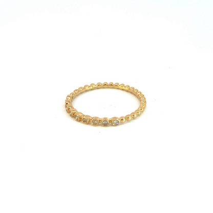 14k Solid Gold Diamond Bead Ring.