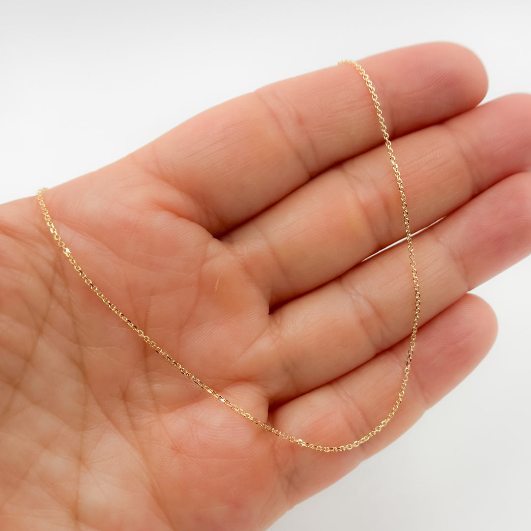 025R01T5J08018K. 18K Yellow Solid Gold Cable Chain with Extender