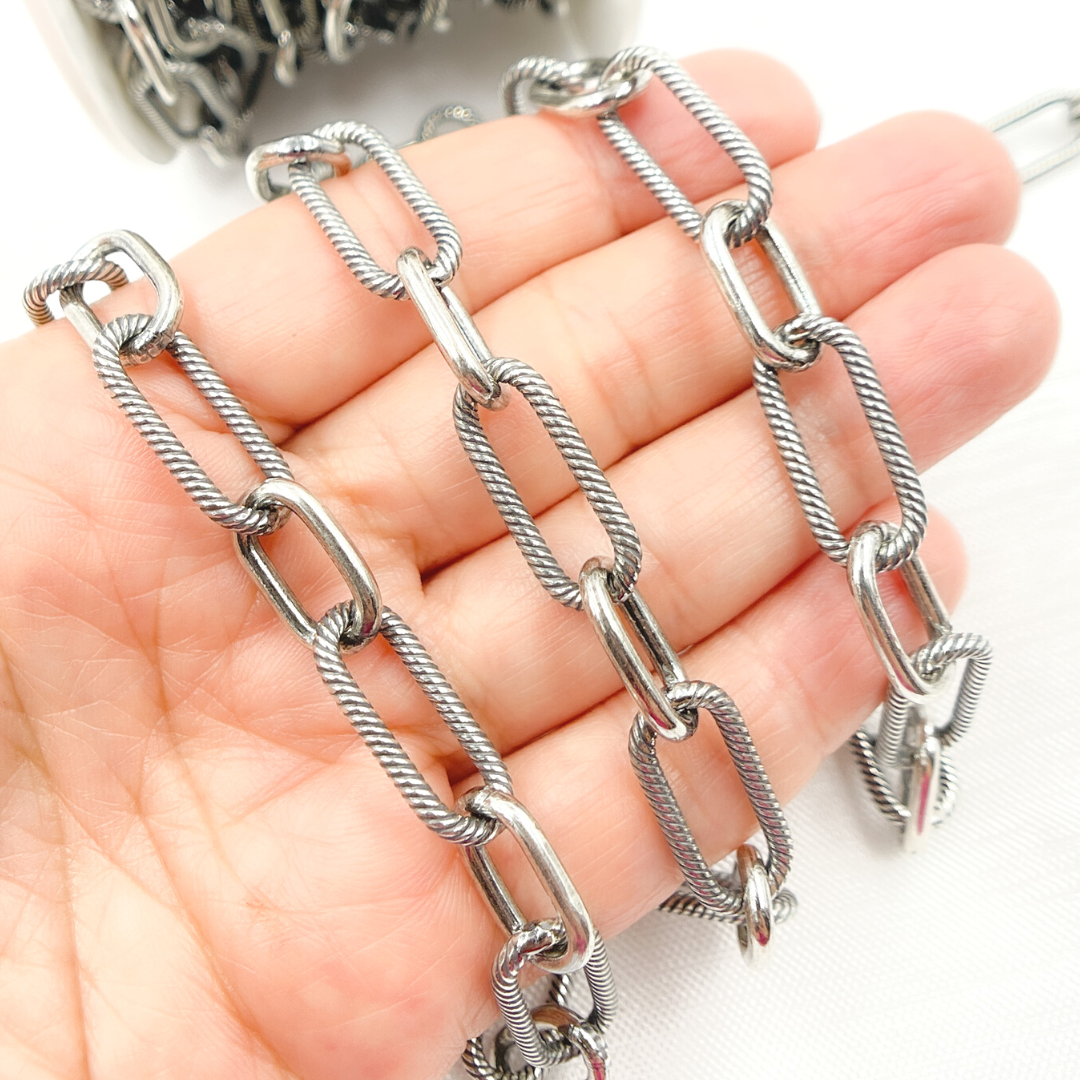 Oxidized 925 Sterling Silver Paperclip Chain. V147OX