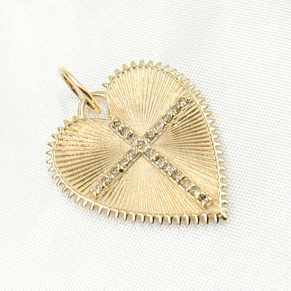 GDP49. 14K Solid Gold Diamond Cross Heart Charms