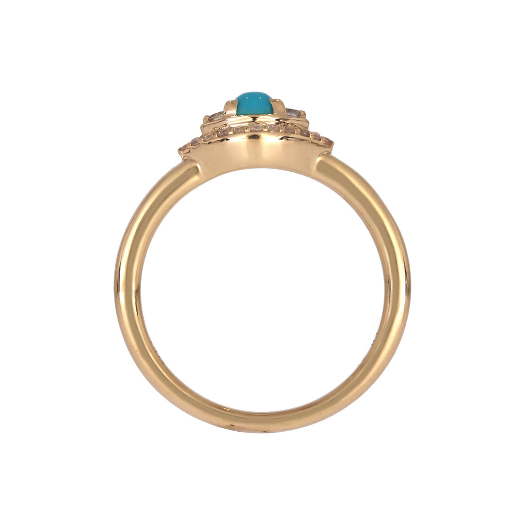 RFB17775TQ. 14K Solid Gold Diamond and Turquoise Eye Ring