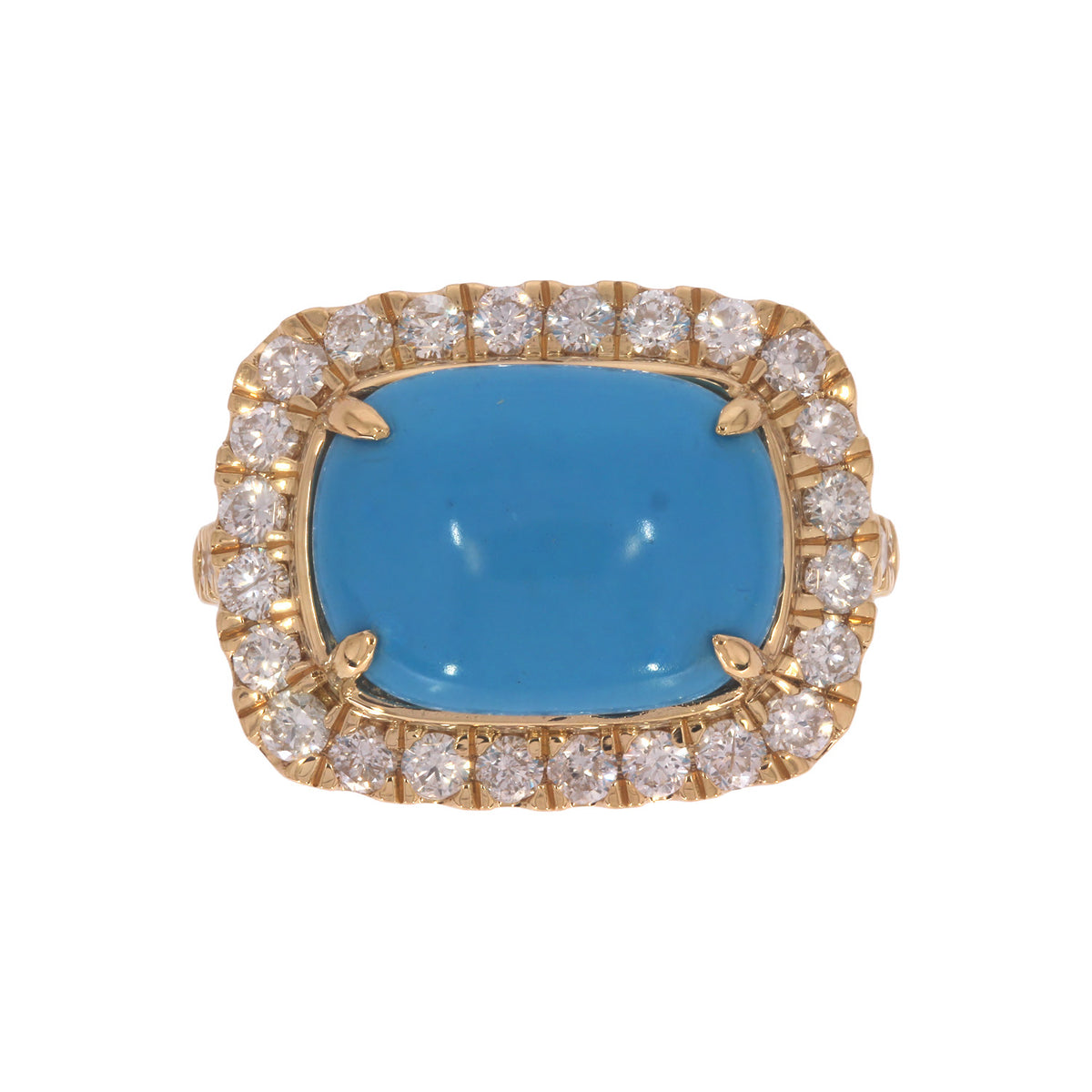 CR97357TQ14X10. 18K Solid Gold Diamond and Turquoise Ring