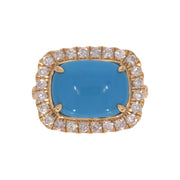 CR97357TQ14X10. 18K Solid Gold Diamond and Turquoise Ring
