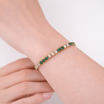 Load image into Gallery viewer, BNM68560. 14K Solid Yellow Gold Diamond and Gemstone Bangle