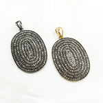 Load image into Gallery viewer, DP012. Diamond Sterling Silver Oval Pendant
