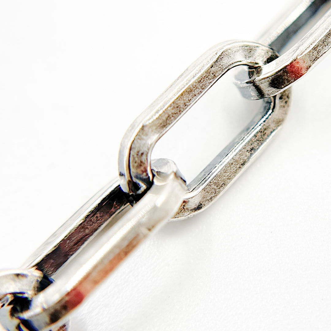 V137OX. Oxidized Sterling Silver Flat Paperclip Chain