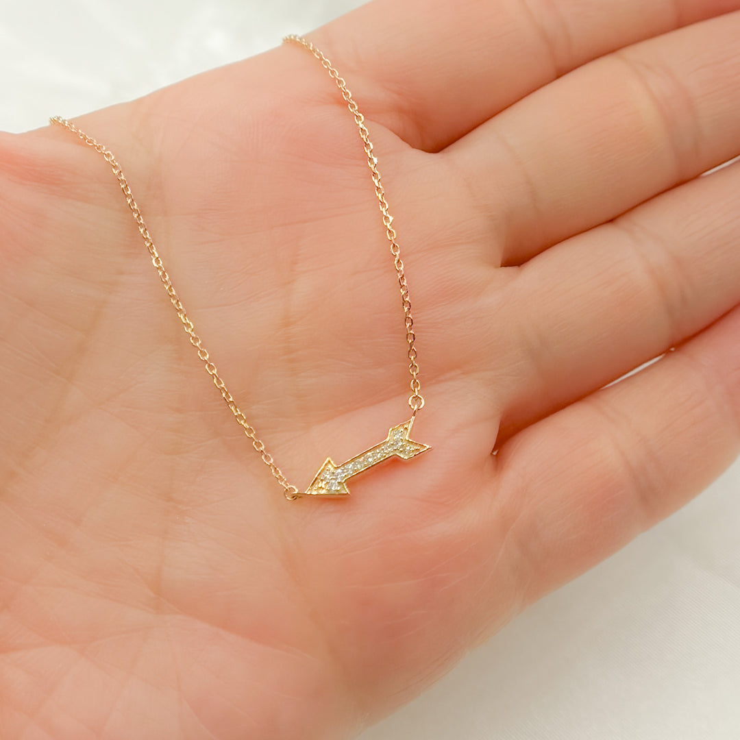 14K Solid Gold Diamond Arrow Necklace. NFA71417