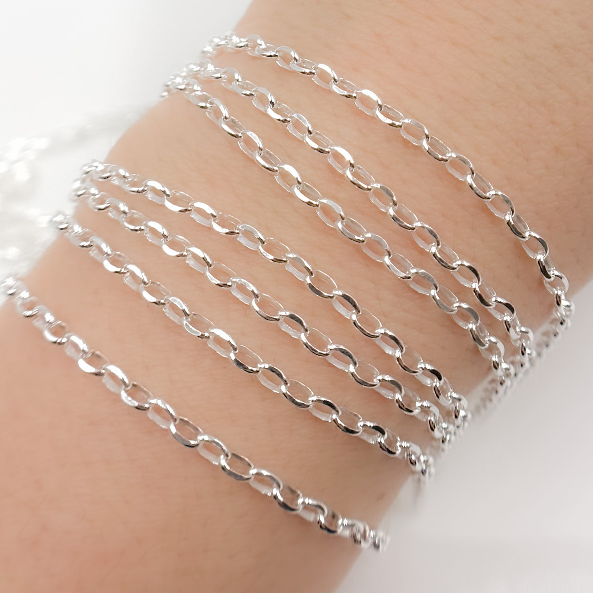 Buy Now Sterling Silver Oval Diamond Cut Link Chain