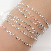 Buy Now Sterling Silver Oval Diamond Cut Link Chain
